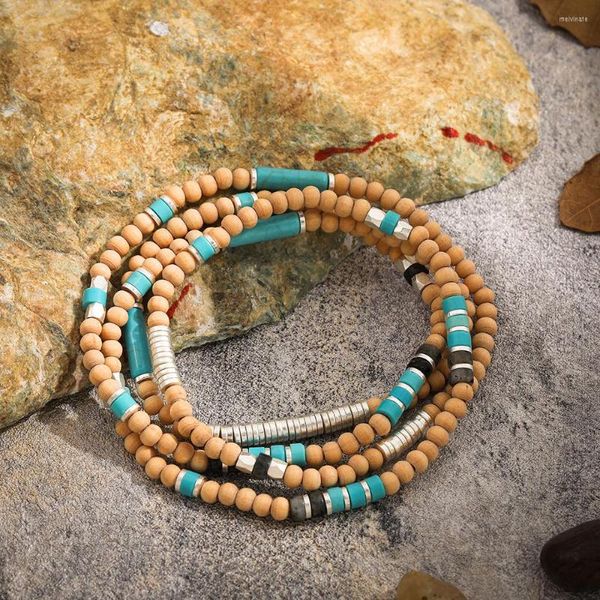 Bracelet ethnique bohémien en perles de bois pour femmes et hommes, Vintage, collier bohème fait à la main, accessoires bijoux