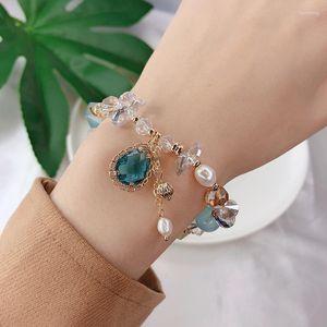 Strand Bohemia colgante de gota de agua perlas naturales de agua dulce Color caramelo cuentas de piedra de cristal pulseras para mujeres joyería de moda ASL117