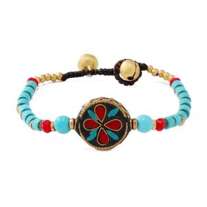 Hebra estilo étnico bohemio adorno de mano tibetano vintage nepalí cuentas personalidad simple pulsera de campana con cuentas