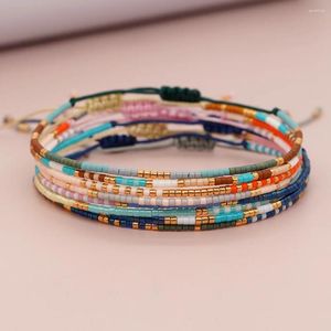 Strand Bohème Tissage À La Main Chaîne Couleur Miyuki Bracelet De Perles Ethnique Réglable Pour Femmes Fille Mode Bijoux Accessoire Cadeau