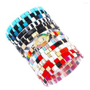 Strand Bohemian Spray Paint Elastische Armbanden Voor Vrouwen Mode Handgemaakte Metalen Kralen Armband Strand Sieraden Accesorios Geschenken Groothandel