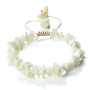 Strand Bohemian White Chips Shell Bracelet Irrégulier Gravier Chip Coquillage Perle Bracelets Tressés Mode Été Plage Bijoux Pour Femmes