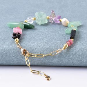 Strand Boho Chic Tourmaline Perle Vert Transparent Quartz Perlé Bracelet Dames Magnifique Exceptionnel Pierre Naturelle Bijoux