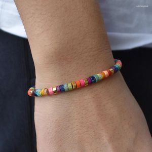 Strand Boho Etnische Regenboog Natuursteen Jaspers Tegel Kralen Armband Verstelbare Mode Multi Kleuren Gemengde Surf Strand Sieraden Dropship