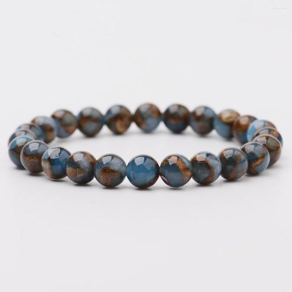 Brin Boho rétro 8/10mm bleu pierre naturelle perles Bracelet pour hommes femmes à la main élastique 2023 été à la mode