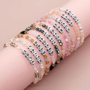 Strand BohoBliss Aangepaste Woorden Armband Licht Transparant Kristal Kralen Ketting Verjaardagscadeau Voor Vrouwen Mode-sieraden Boho Pulsera