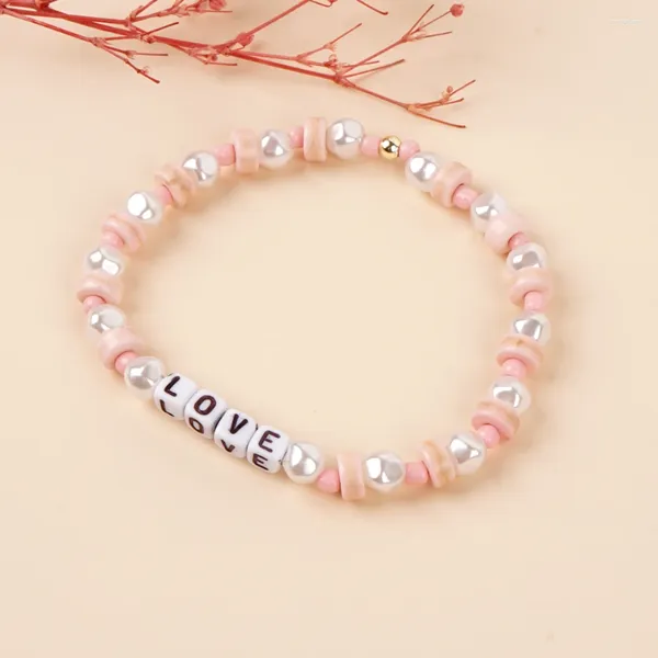 Pulsera personalizada con letras BohoBliss, Pulsera de perlas de imitación, Brazalete de cuentas Miyuki colorido bohemio, joyería de moda hecha a mano para mujer