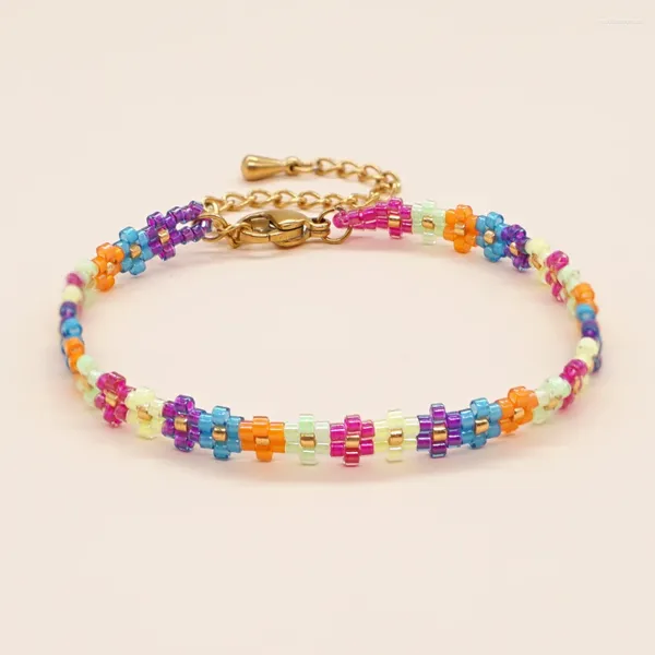 Strand BohoBliss Perles Tissées Multicolores Petite Marguerite Bracelets Pour Femmes Bracelet D'amitié Fait À La Main Cadeaux Réglables Bijoux De Mode