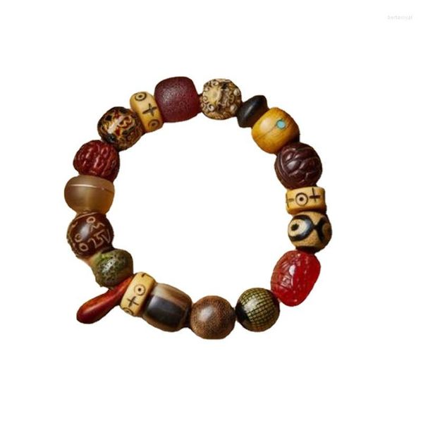 Pulsera de hilo para hombres y mujeres, dieciocho cuentas de oración, Rosario de ágata Bodhi de Eaglewood, juguete de mano, pulsera de cinabrio de la suerte