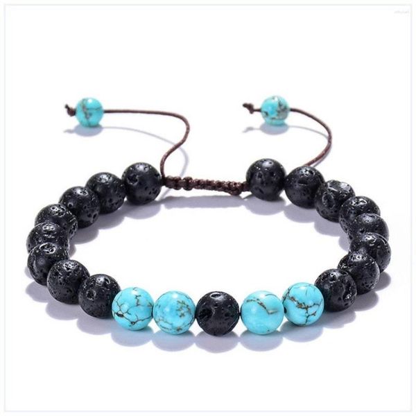 Hilo de cuerda trenzada, pulsera de piedra de ojo de tigre Natural, regalos para hombres y mujeres, brazalete de ágata negra mate para