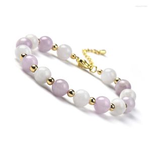 Strand Brass Spacer Malachiet Moonstone Kunzite Aquamarine Gemengde natuursteen Braadarmband