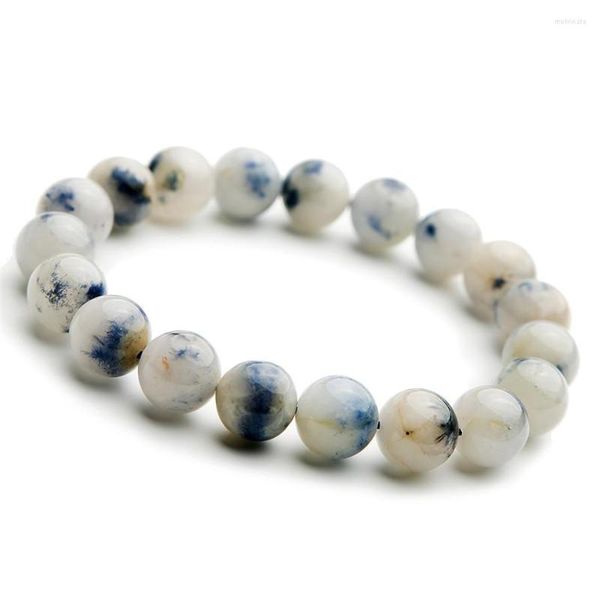 Strand Brazil Bracelet en Quartz Dumortierite Naturel Véritable 11mm Stretch Cristal Bleu Rutile Perle Ronde