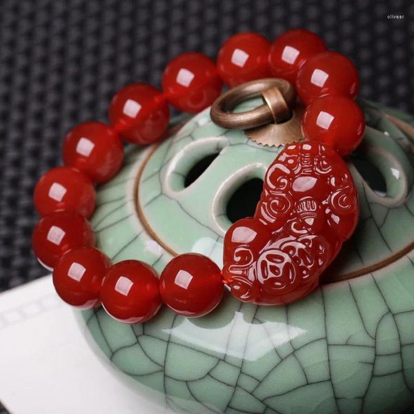 Bracelet Pi Xiu en agate rouge du Brésil