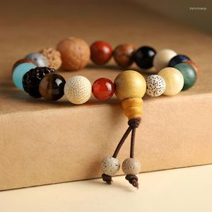 Strand Bouddhiste Perles Pendentif Main Chaîne Dix-Huit Graines Bois Chant Bracelet De Poche Chapelet Bois De Santal Bracelets Bijoux Cadeaux