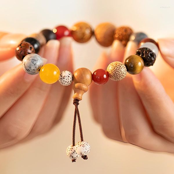 Pulsera de oración con cuentas de madera budista de la cadena dieciocho semillas de cuerda de mano para hombres para mujeres pulseras de cuentas de mano