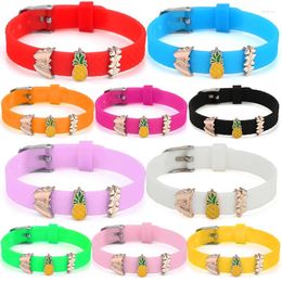 Bracelets en maille de perles de fleur d'ananas de papillon, avec breloque de chaîne réglable en Silicone pour femmes, bijoux offre spéciale