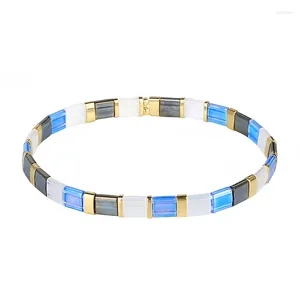 Strand C.QUAN CHI Lichtblauwe kleur Tila Gevlochten Armband Dames Stretch Kleurrijke Handgemaakte Vriendschap