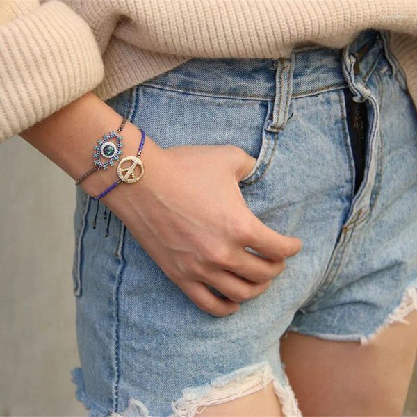 Strand C.QUAN CHI Bracelets pour femme Boho Miyuki Perles Amitié Été Plage Arc-en-ciel avec pendentif