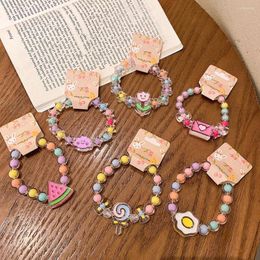 STRAND CARTOON KINDEREN BRACELPE Vrouwelijke prinses Jelly-gekleurde kralen schattig meisje babystudenten sieraden