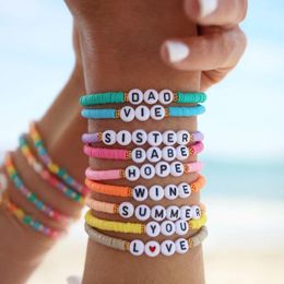 Strand CCGOOD Boho été plage personnaliser lettre Bracelet pour femmes multicolore Heishi perles Bracelets en gros Pulseras bijoux