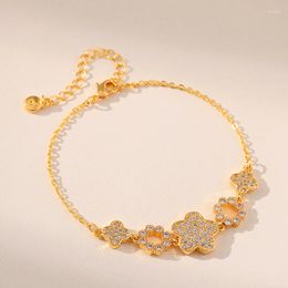 Strang CCGOOD Fünfzackiger Stern-Blumen-Design-Luxus-Armband für Damen, vergoldet, 18 K, hochwertiger minimalistischer Schmuck, Pulseras Mujer