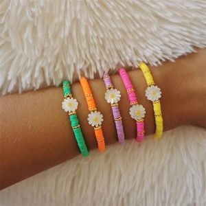 Strand CCGOOD fleur marguerite bracelets pour femme multicolore Heishi Bracelet Boho été bijoux pile polymère argile perles élastiques Pulseras