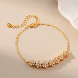 Strand CCGOOD Fleur Design Strass Bracelet Pour Femmes Plaqué Or 18 K Haute Qualité Chic Minimaliste Fille Bijoux Pulseras Mujer