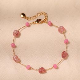 Strand CCGOOD Pulsera de piedra Natural rosa Irregular para Mujer chapada en oro 18 K joyería de moda de alta calidad Pulseras Mujer