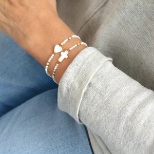 Strand CCGOOD Natuurlijke Shell Kralen Armband Voor Vrouwen Stretch Hart Kruis Sierlijke Armbanden Stapelbare Pulseras Sieraden