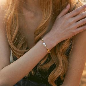 Strand CCGOOD Bracelet de perles de coquillage naturel pour femmes plaqué or 18 K Bracelets minimalistes bijoux de haute qualité Pulseras Mujer fille