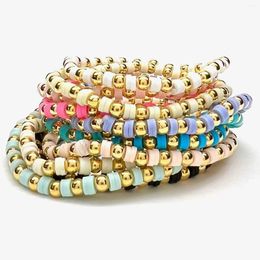 Strand Ccgood Polymer Argile Disc Perles Bracelets Multi-couleur Bracelet Heishi pour les femmes Gold Boho Boho Jewelry Empilable Pulseras