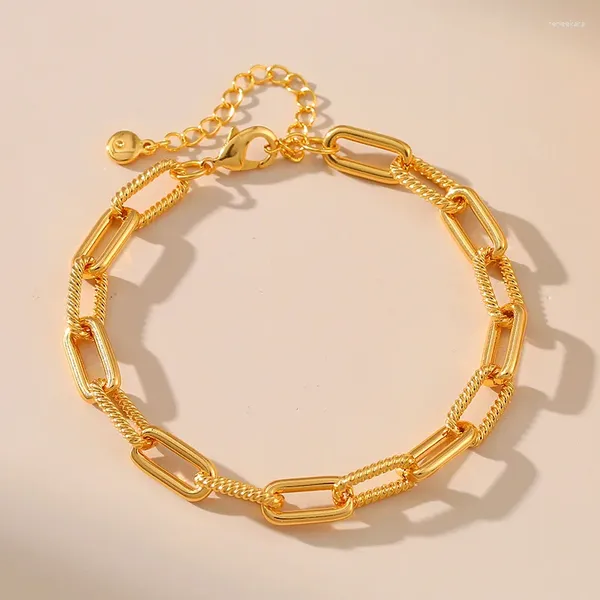 Strand CCGOOD-pulsera de cadena dorada de acero inoxidable para mujer, brazalete de 18 K, minimalista, geométrico, Metal, joyería impermeable para niña