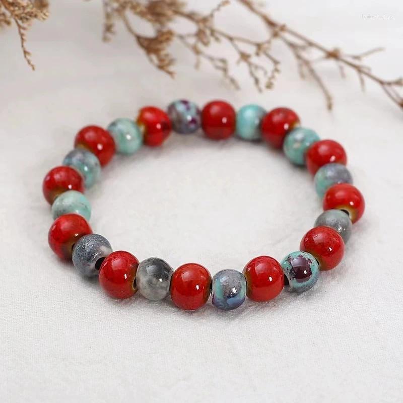 Strand Ceramic Bead Bracelet Colorful Beads Chinese Style Jewelry Lucky Accessories For Men And Women Couple Bracelets