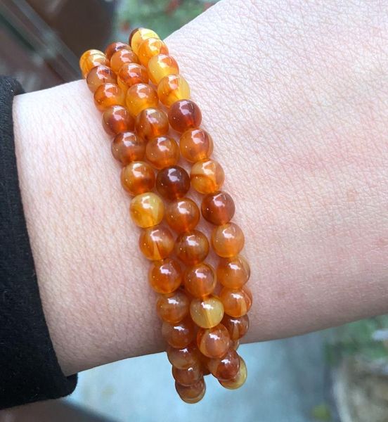 Strand Certificate 6mm Naturel Orange Mexique Ambre Bracelet Mala Collier