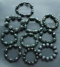 Strand certifié véritable naturel Hetian vert foncé perle de Jade bracelet unisexe