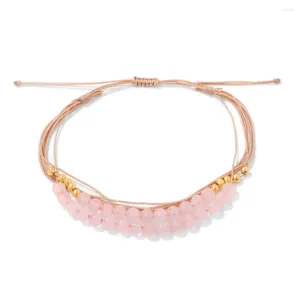 Bracelet de perles en calcédoine pour femmes, brin de 4mm, corde en pierre de Jades naturelle tressée, bijoux réglables, bracelets de méditation
