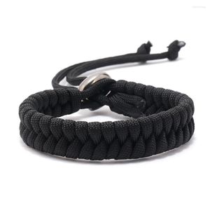 STRAND CHARM Zwart gevlochten paracord camping armband mannen klassieke wandelen buitenaccessoires pulseira masculina