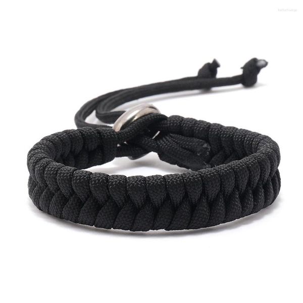 Brin Charme Noir Tressé Paracord Camping Bracelet Hommes Classique Randonnée En Plein Air Accessoires Pulseira Masculina