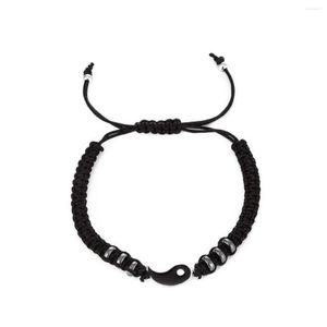Breloque à brins noir et blanc, pendentif Yin Yang Tai Chi, chaîne en corde tressée réglable pour femmes et hommes, bijoux cadeaux de Couple