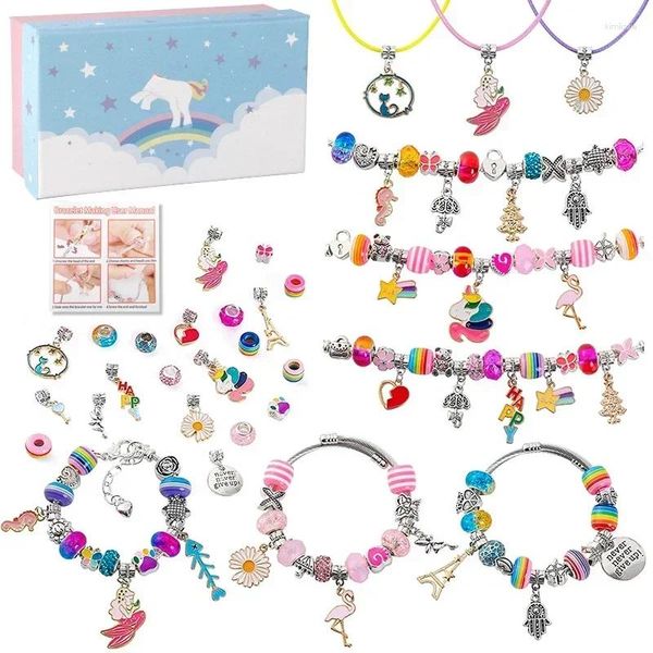 Kit de fabrication de bracelets à breloques pour filles, coffret cadeau de 83 pièces de bijoux, anniversaire de 6 à 12 ans, noël