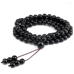 Strand Charm Noir Brillant 108 Perles Bracelet 6mm Onyx Pierre Naturelle Mala Collier Mode Bouddha Bracelets Pour Hommes Femmes Bijoux Cadeau