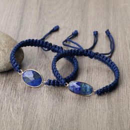 Strand charme heren gevlochten armband marine touw handgemaakte blauwe zandsteen natuursteen hanger armbanden armbanden yoga sieraden voor
