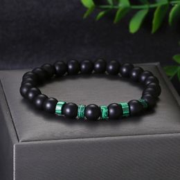 Bracelet élastique en pierre en pierre de brin 8 mm classique homme noir mat de malachite malins bracelets pour femmes bijoux de méditation de yoga