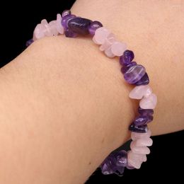 Bracelets de perles de Quartz en pierre naturelle, brin charmant, gravier, Reiki, guérison, Rose, améthyste, bijoux, cadeau pour femmes et hommes