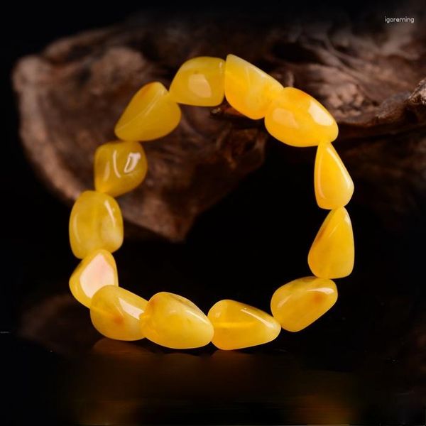 Strand Bracelet Beurre de Poulet Jaune Cire d'Abeille Vieux Miel Naturel Deuxième Génération Ambre Rugueux Homme Et Femme