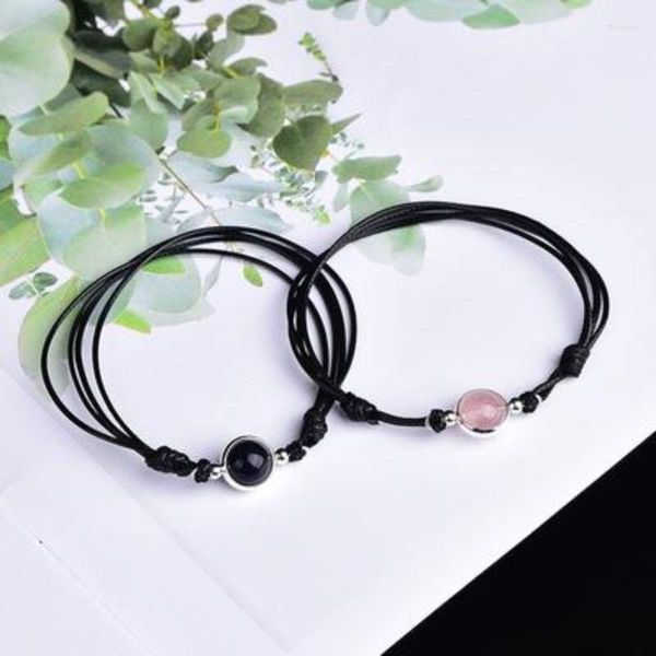 Strand China's Couples Lucky Bead Tejido Cristal Fresa Cuarzo Joyería Novias Estudiante Pulsera Regalo de cumpleaños para hombres y mujeres