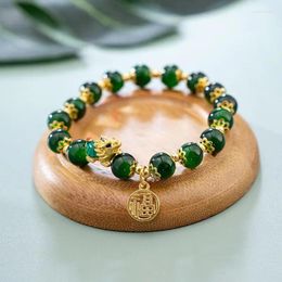 Strand Chinese Lucky Pixiu Bracelet Unisexe Charme Green Red Beads Bracelets Feng Shui richesse Bonne chance Jewelry Amitié cadeau d'anniversaire