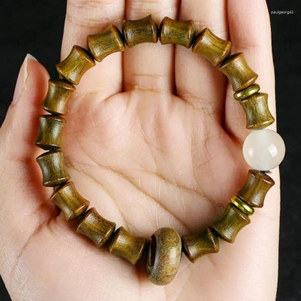 Strand Chinese Retro Green Bamboo Joint Bracelet Hand Corde pour femmes Fashion Charme ethnique Bijoux de santal