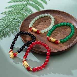 Bracelet de perles du zodiaque de l'année du Dragon 2024, Style chinois, pour femmes et hommes, porte-bonheur, corde rouge tissée à la main, cadeau de noël