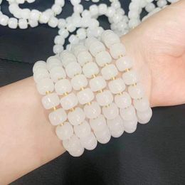 Bracelet en perles de cristal de Jade, Imitation de Style chinois, porte-bonheur, amulette d'argent élastique faite à la main pour femmes et hommes